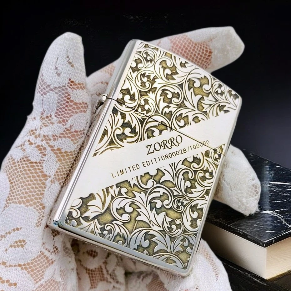佐罗双面唐草花煤油打火机纯铜实用防风网红款复古创意礼品