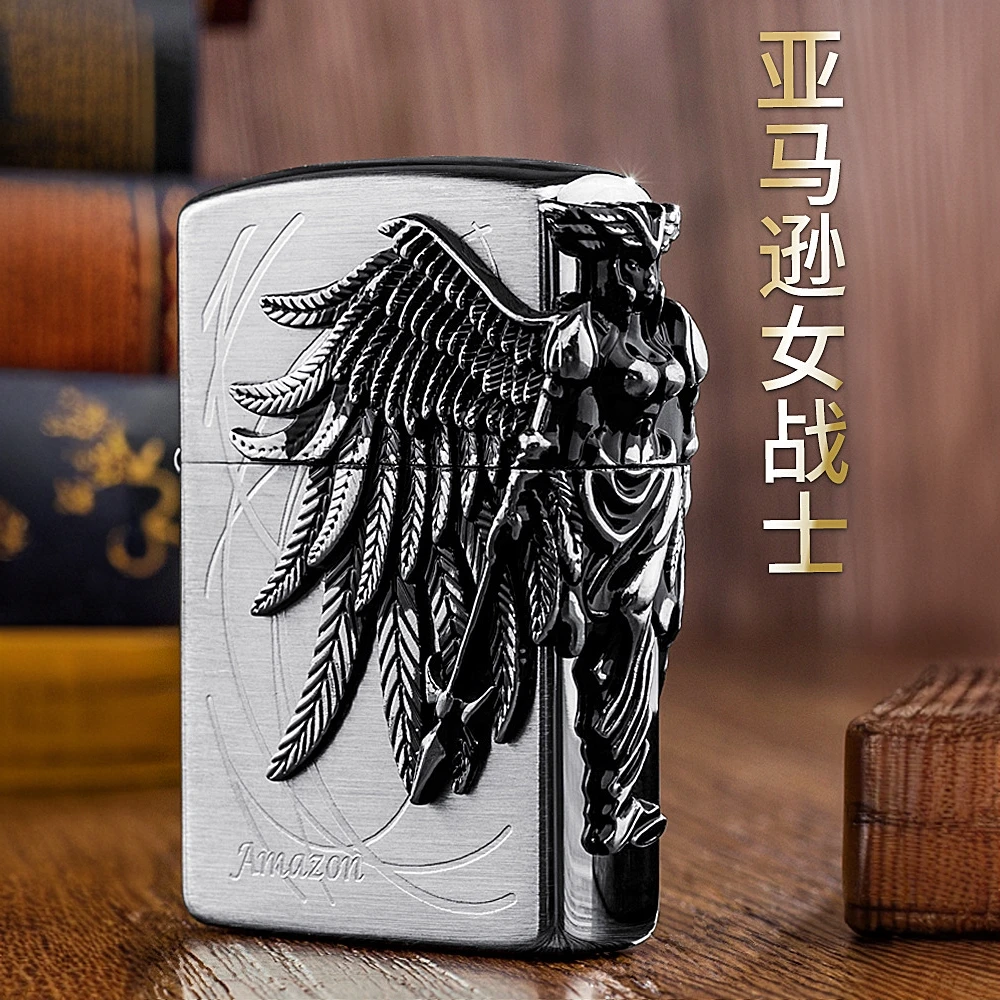 ZORRO佐罗亚马逊女战士 三面贴章圣城家园防风复古打火机个性创意