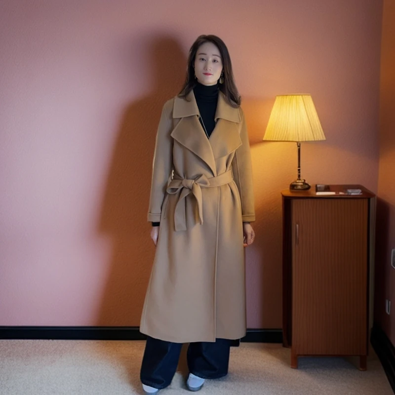 气质大牌羊绒大衣显瘦时尚网红宽松毛呢中长款双面呢韩版秋冬冬季