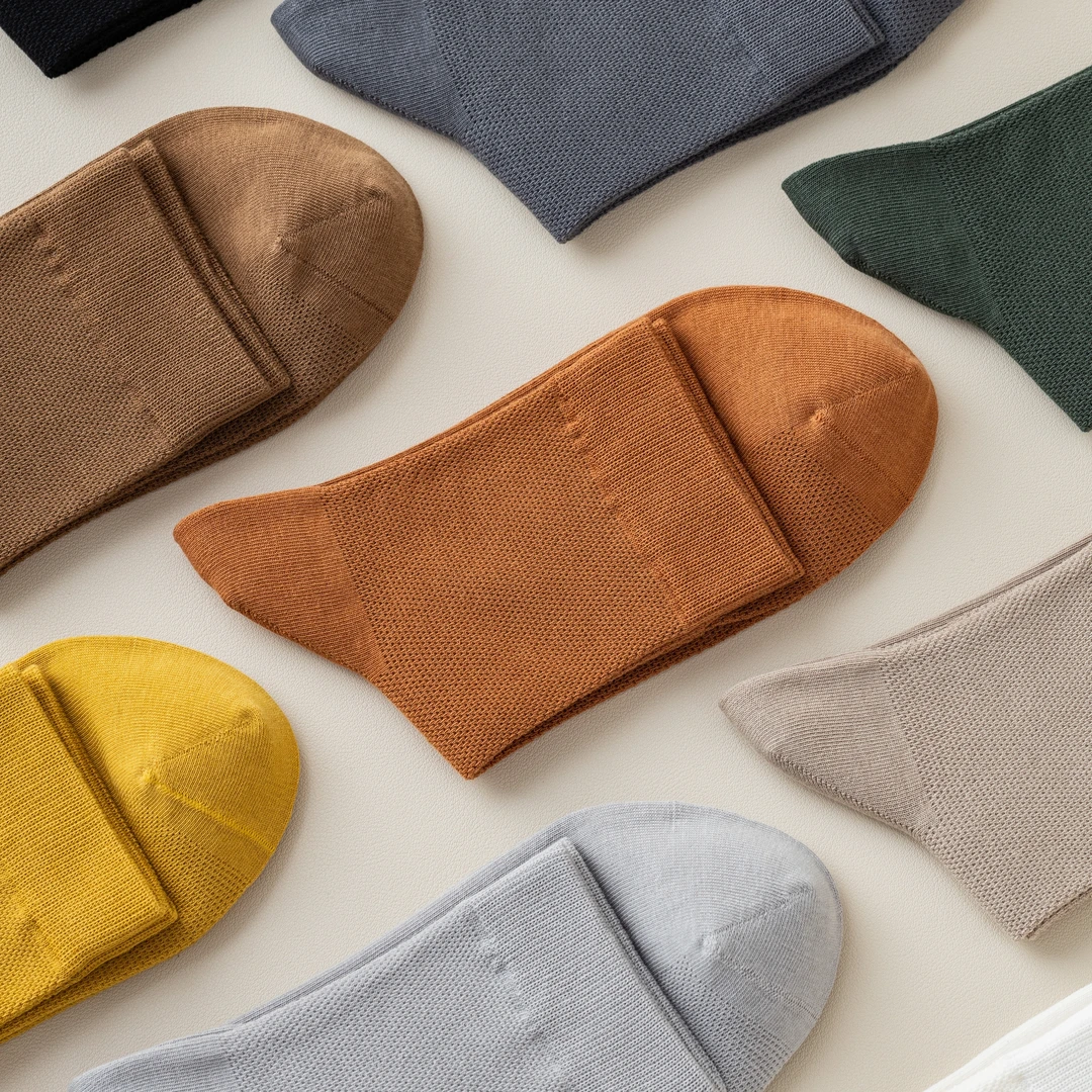 袜子男夏季中筒网眼透气吸汗棉袜95棉袜抗起球无骨袜子男商务袜