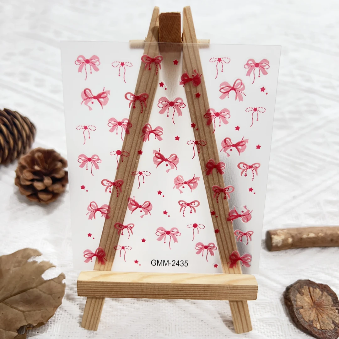 【珍珠蝴蝶结12张】蝴蝶结蕾丝蝴蝶结欧根纱蝴蝶结蕾丝珍珠防水贴纸