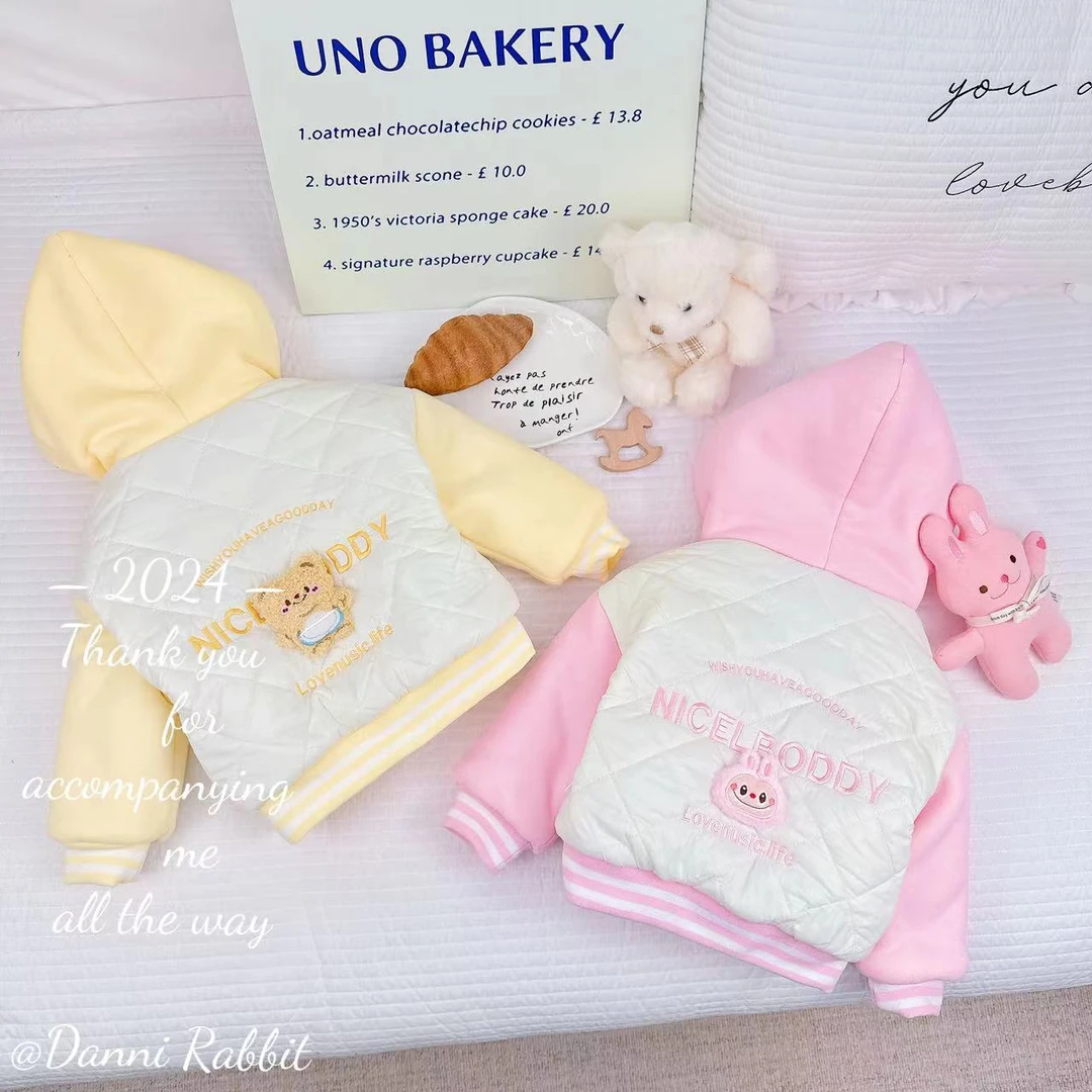 【撞色拼接+超厚保暖】冬款黄油小熊夹棉加厚外套 D-H123