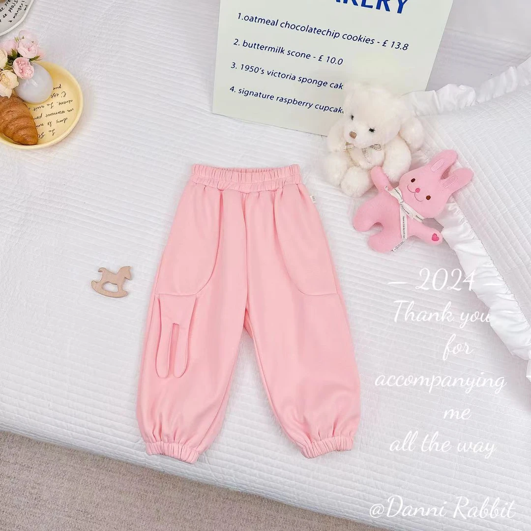 秋冬新款女童时尚休闲小兔耳朵加绒卫裤.D-FC01