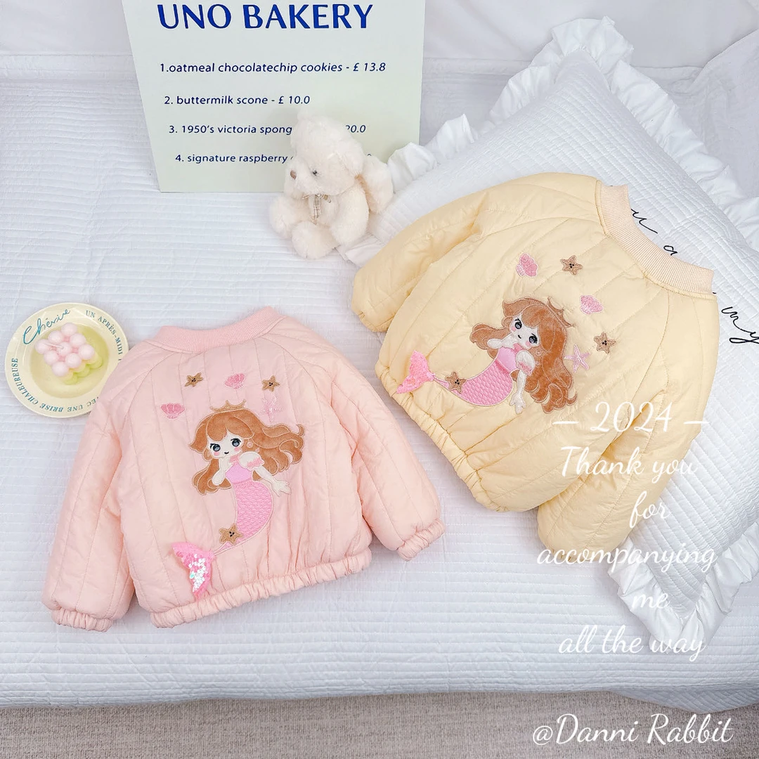 2024冬季儿童加绒敲可爱美人鱼糕糕绒保暖棉服外套 D-Z813