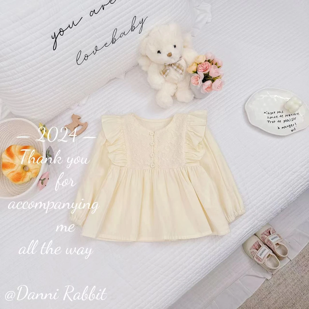 2025新款春秋洋气百搭纯色飞袖娃娃衫   D-S127