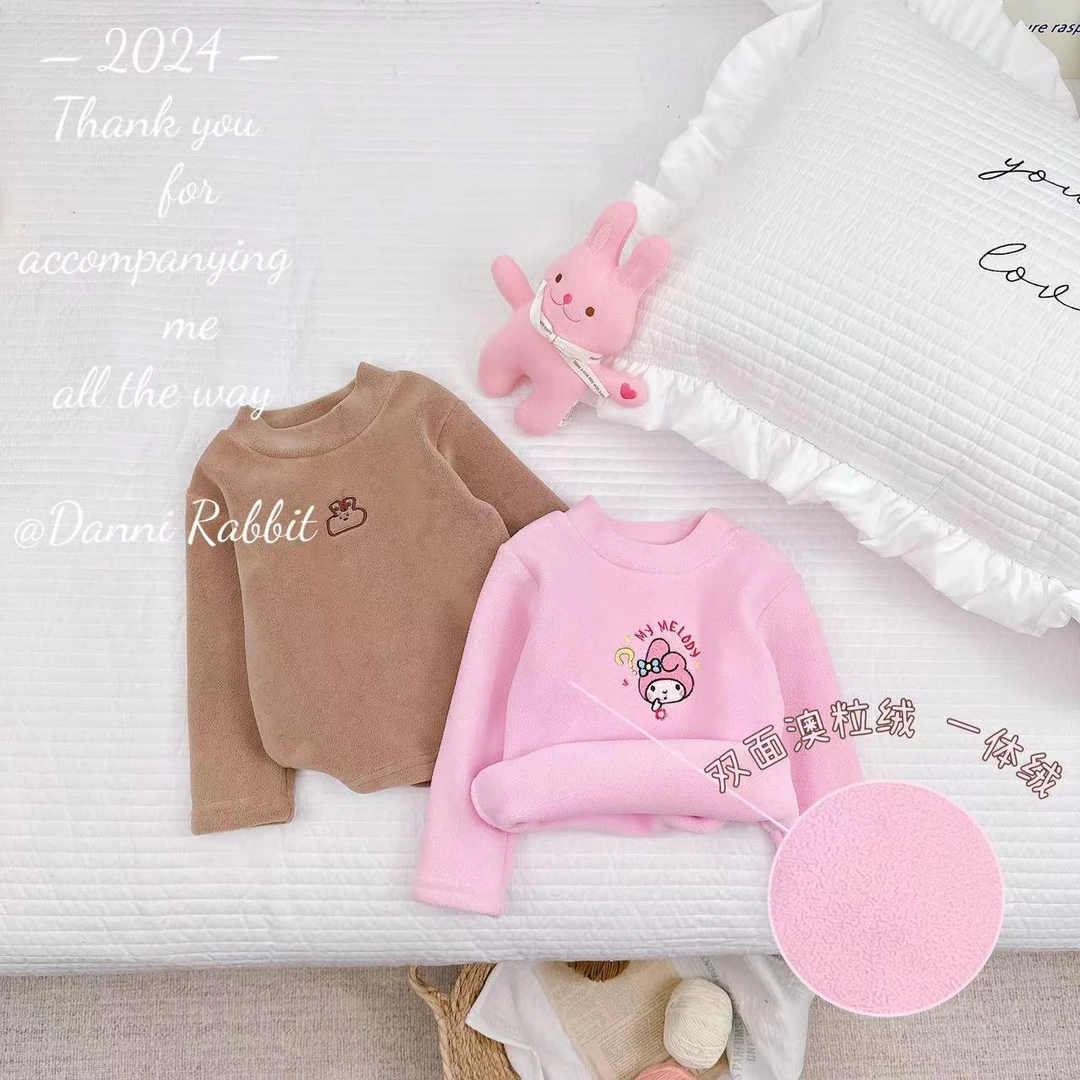 冬款新款女童简约百搭卡通印花加绒打底衫  D-MC921