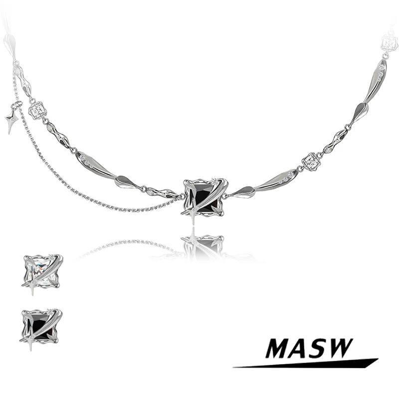 masw/麻秀 铜合金项链 原创星星相吸高级感星芒项链卫衣链M1673