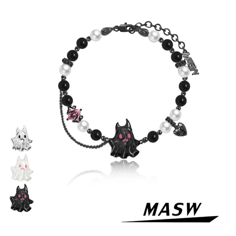 masw/麻秀 铜合金仿珍珠手链 小恶魔手链高级感幽灵手饰品潮M1313