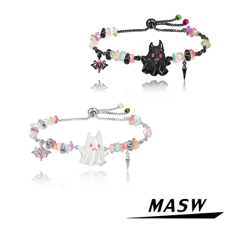 masw/麻秀 铜合金手链 高级感彩色小幽灵手饰甜酷恶魔手链M2272