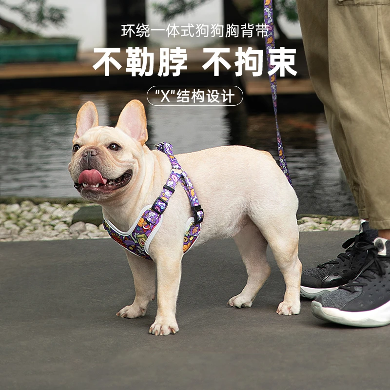 小红栗狗狗牵引绳狗链子中小型犬遛狗绳泰迪狗背心式胸背带可伸缩
