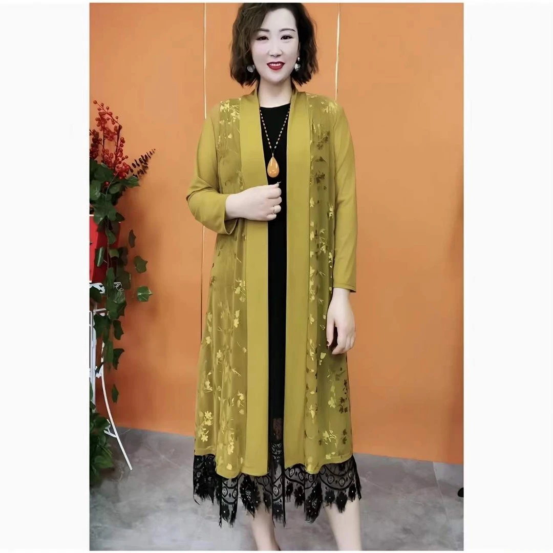 2023春夏季网纱披肩中长款女外套薄款披风外搭开衫防晒衫空调衫