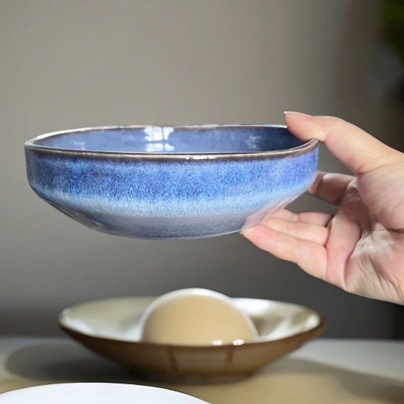 拍一发二辣2237瑕疵 窑变紫七英寸菜碗 沙拉碗颜色有深浅家用深盘