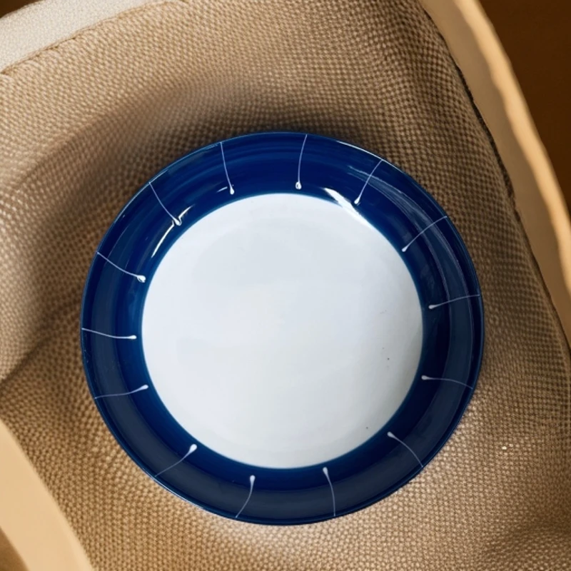 【2个】盘家用餐盘复古盘子陶瓷手绘日式釉下彩辣2361深盘汤盘微瑕