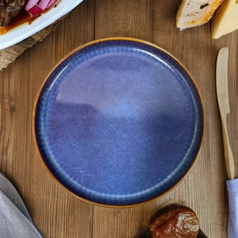 拍一发二陶瓷8.5英寸窑变复古浅盘西餐牛排盘家用菜盘辣2365微瑕
