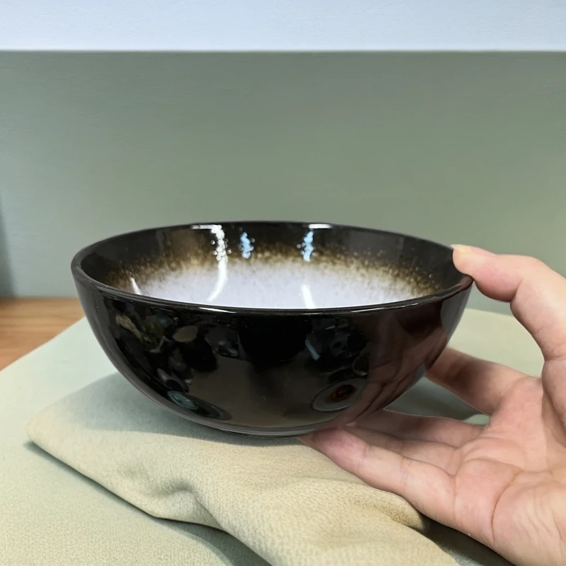 【2个装】陶瓷窑变深咖色六英寸深碗汤面碗大饭碗辣2000微瑕