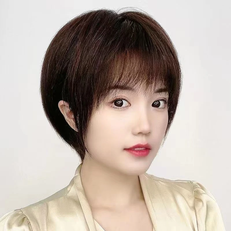 全仿真人发丝假发头套短发假发女款全头套假发女士假发妈妈奶奶