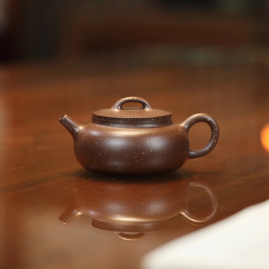 原矿革紫泥200cc素镜铺砂全手工制作紫砂壶