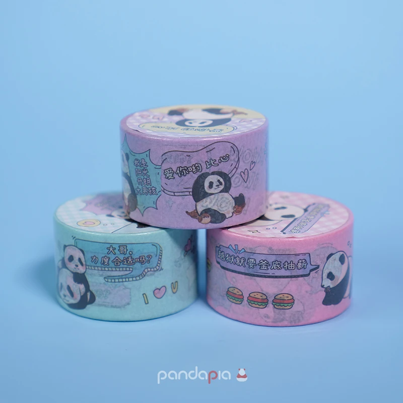 pandapia大话熊猫纸胶带冷烫胶带创意卡通萌兰周边手帐装饰贴纸
