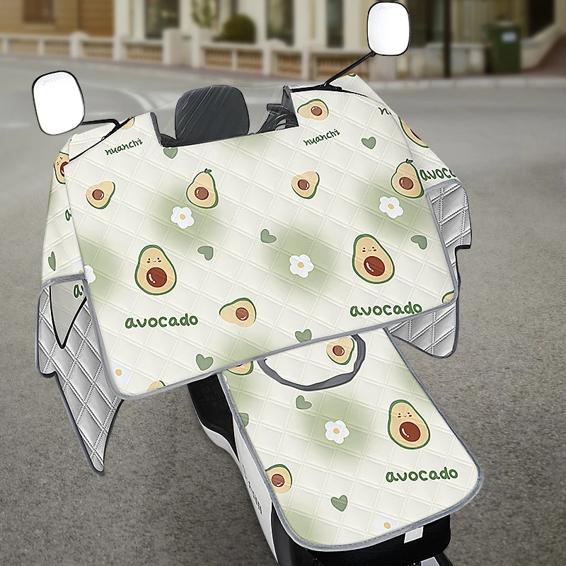 斗篷式挡风被夏季薄款隔热坐垫电动车挡风被夏季遮阳罩防晒防风