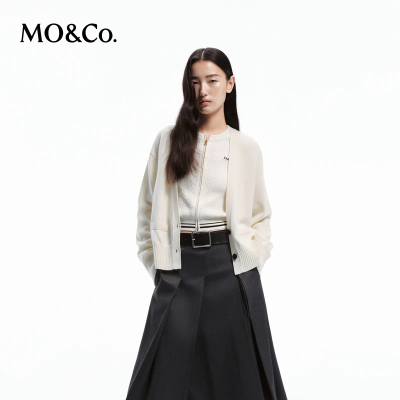 绵羊毛×山羊绒MOCO春金属标针织开衫MBD1CART02