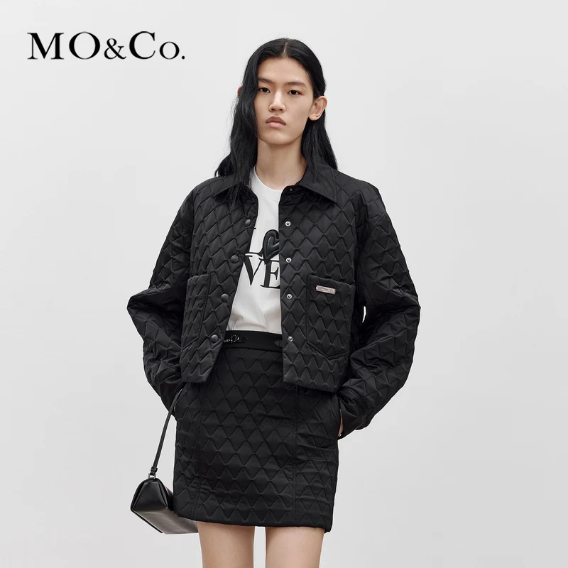 MOCO秋季光泽感压纹夹棉时尚外套MBB3COTT20