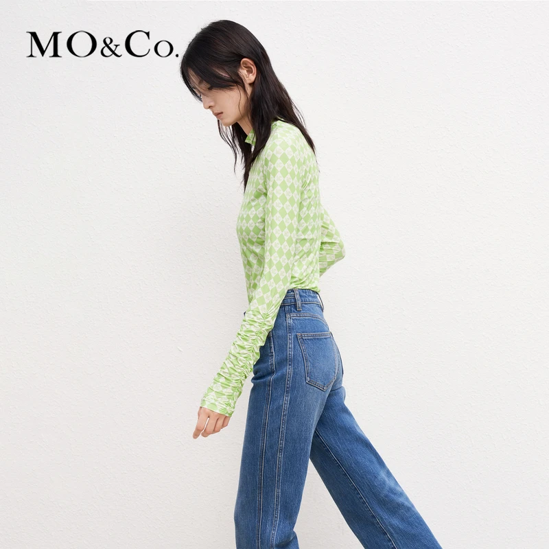 MOCO冬季MC菱形格小高领皮肤衣修身上衣MBB4TOP007