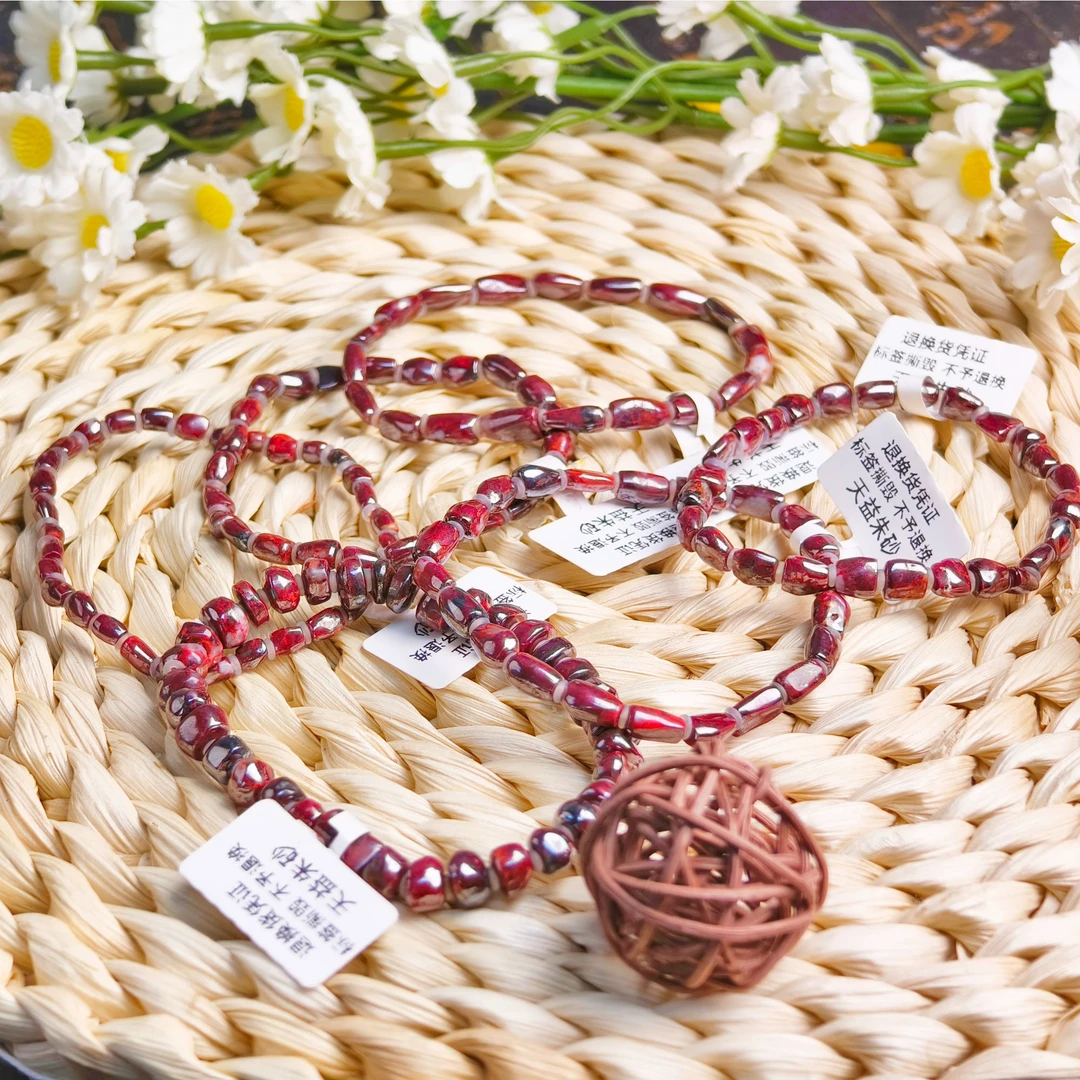 天然辰砂朱砂原矿随形手串手链2A