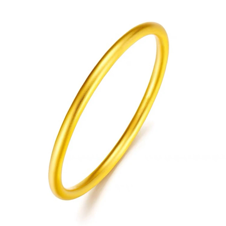 足银手镯 新款【铭溪】足银铸厚金磨砂古法素圈手镯简约磨砂