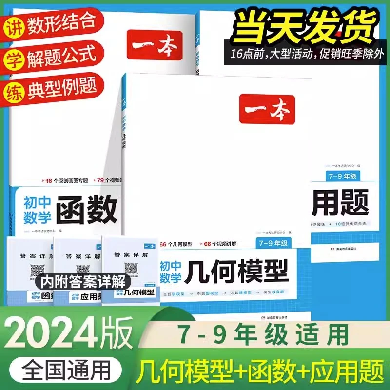 2024新一本数学专项初中几何模型函数应用题带视频讲解全国通用版