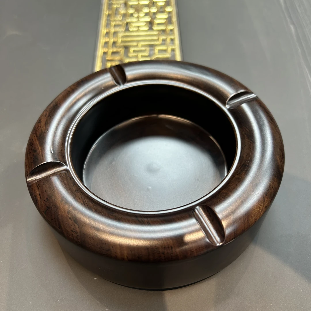 黑T木烟灰缸桌面摆件纯手工制造全黑T木烟灰收纳缸清洁桌面