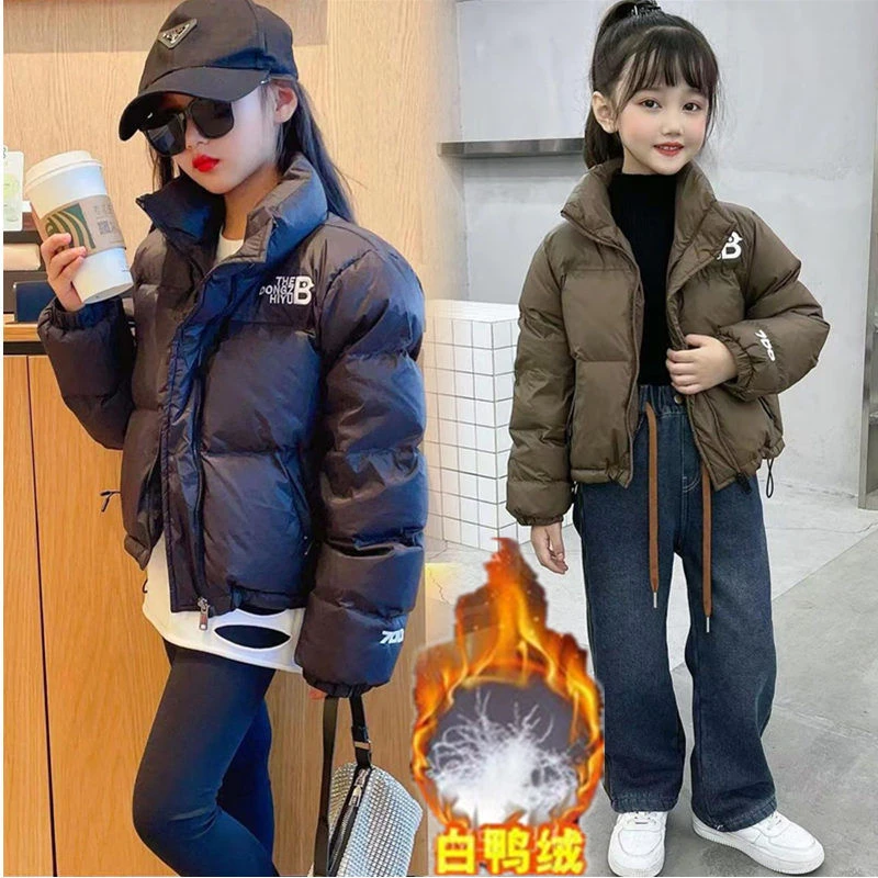 女童冬季新款羽绒服网红短款外套洋气儿童白鸭绒轻薄时尚棉服