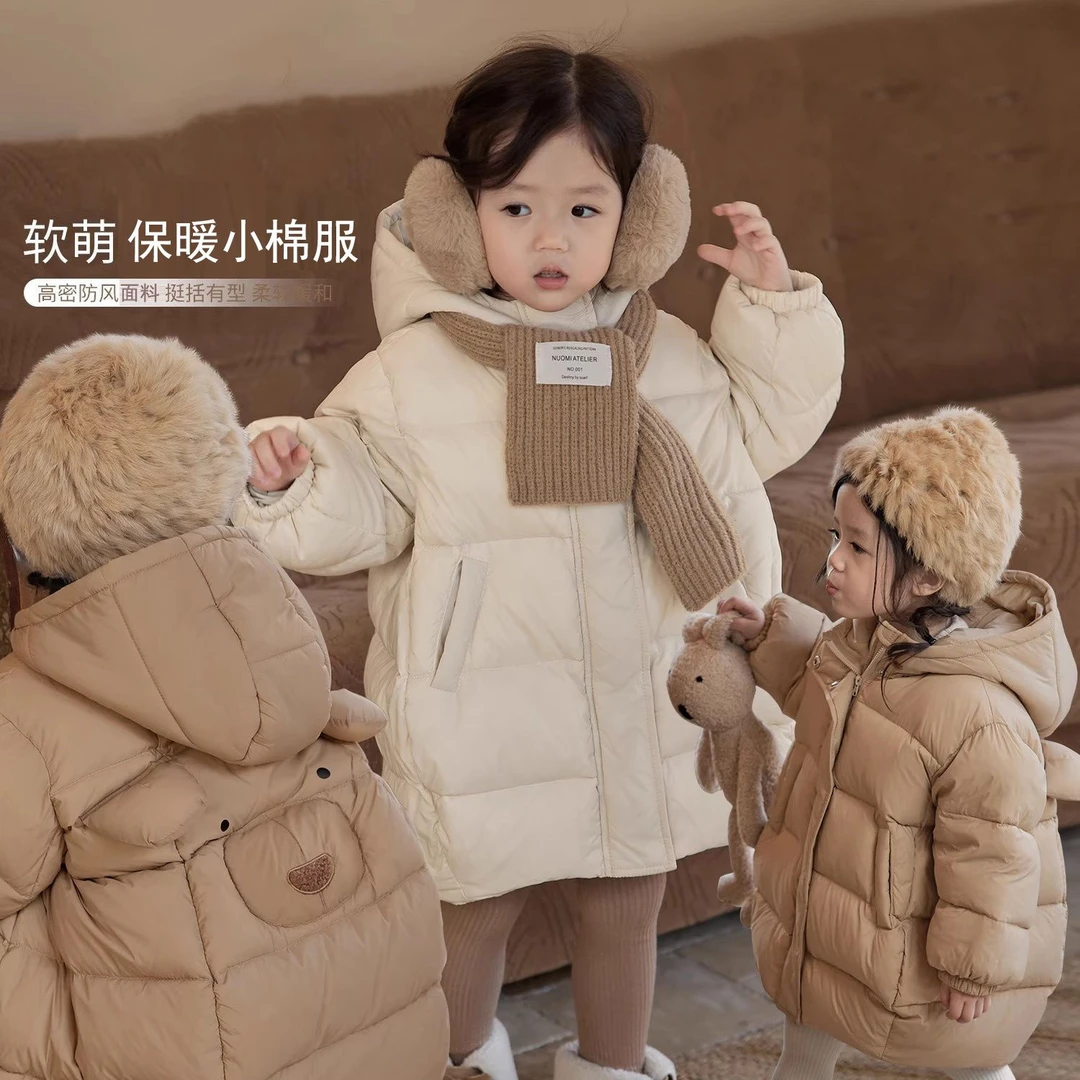 女童棉服中长款网红2023新款宝宝加厚保暖亲子儿童冬季洋气外套潮