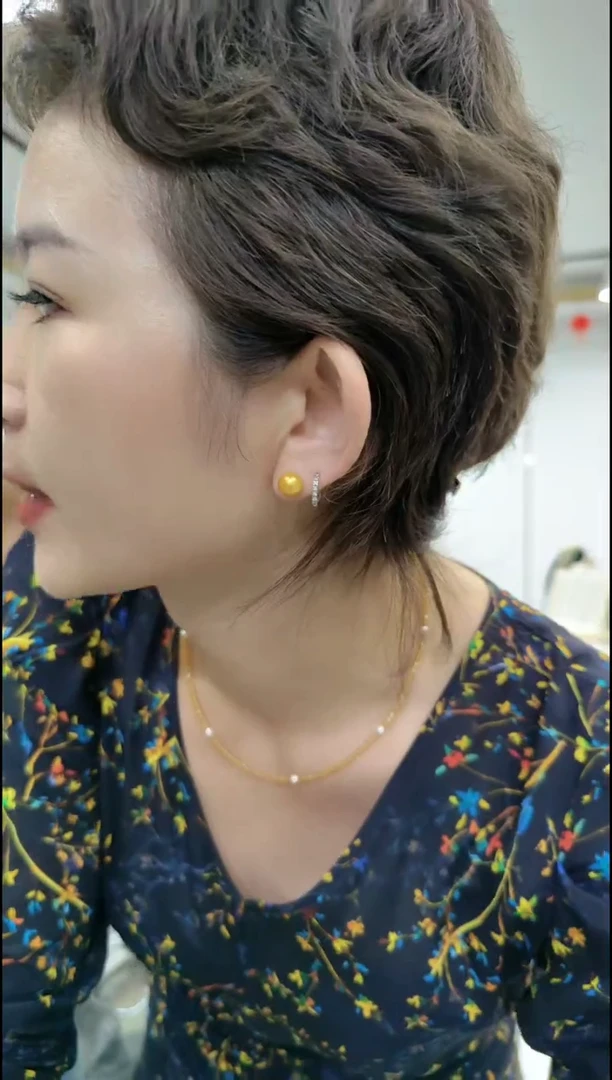 【闪购商品】海水珍珠耳饰合金18006黄单珠耳钉