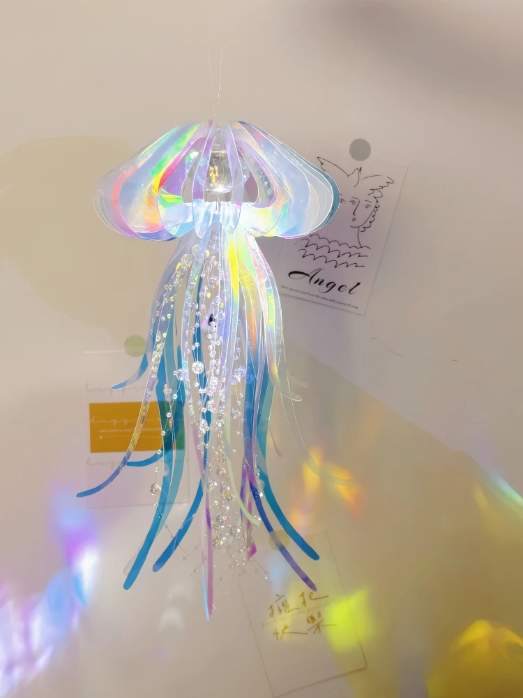 星河水母风铃小夜灯手工diy材料包炫彩亚克力送女朋友闺蜜礼物