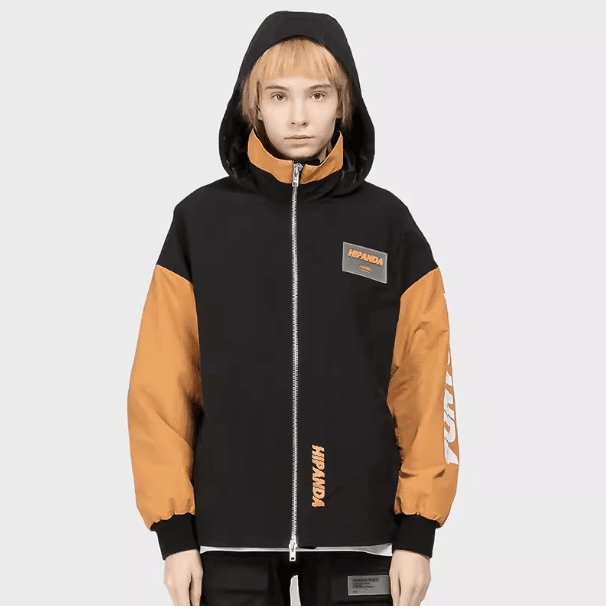 HiPanda/熊猫情侣款男女拼接袖单外套休闲潮流运动潮服印花春秋