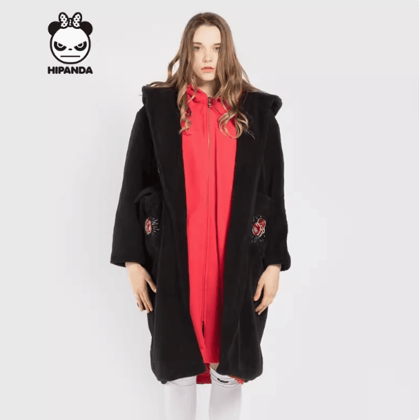 HiPanda/熊猫情侣款男女萌系带大衣潮流运动潮服印花春秋休闲