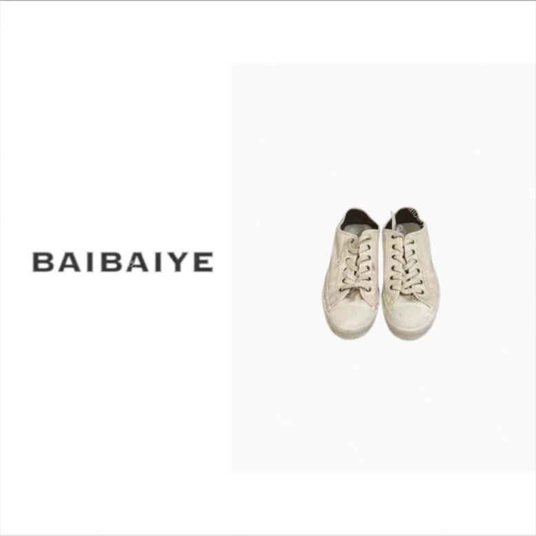 BAIBAIYE24SS复古百搭冈山帆布低帮手工帆布鞋系带潮鞋Z24SS801