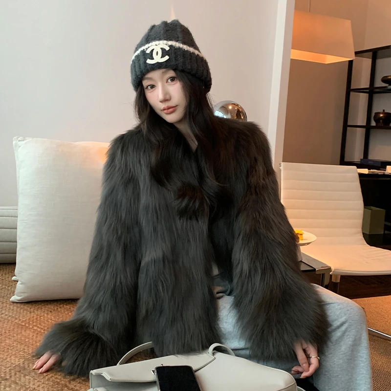 "冬日韩调"皮草银狐狸毛皮草外套女2025新款时尚毛毛大衣年轻款