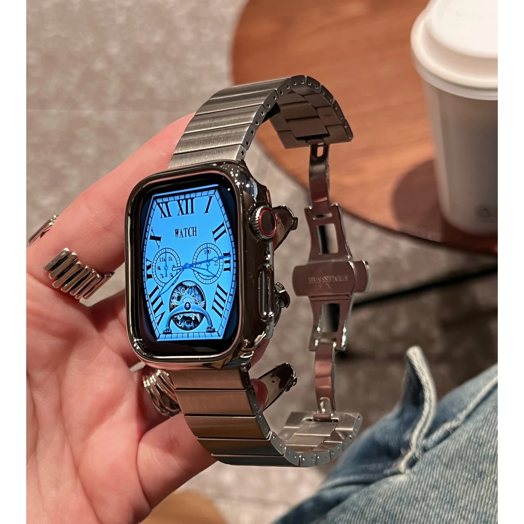 竹节蝴蝶扣表带适用ApplewatchS11代iwatch9苹果手表se高级感男女
