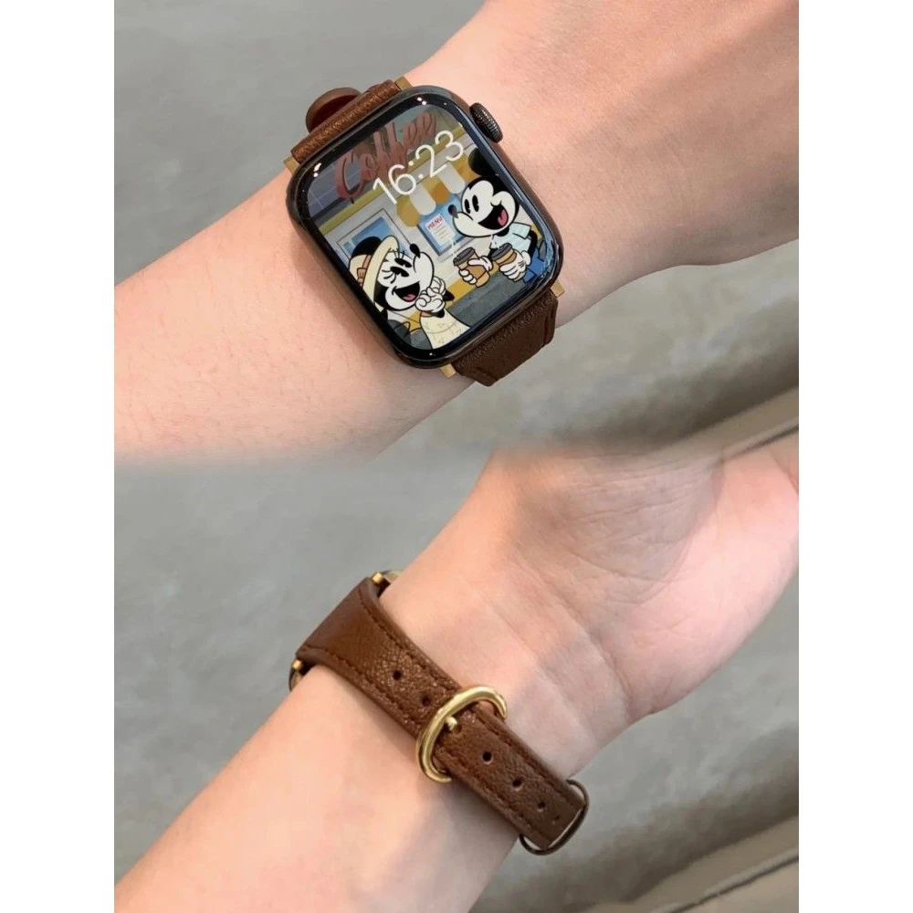 小马蹄扣适用Applewatch10代小蛮腰真皮质表带iwatch9苹果手表se