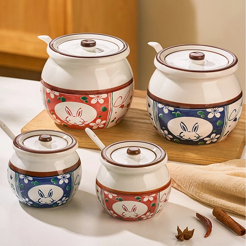 日式陶瓷猪油罐耐高温家用调料罐盐罐大容量油泼辣子辣椒油专用罐