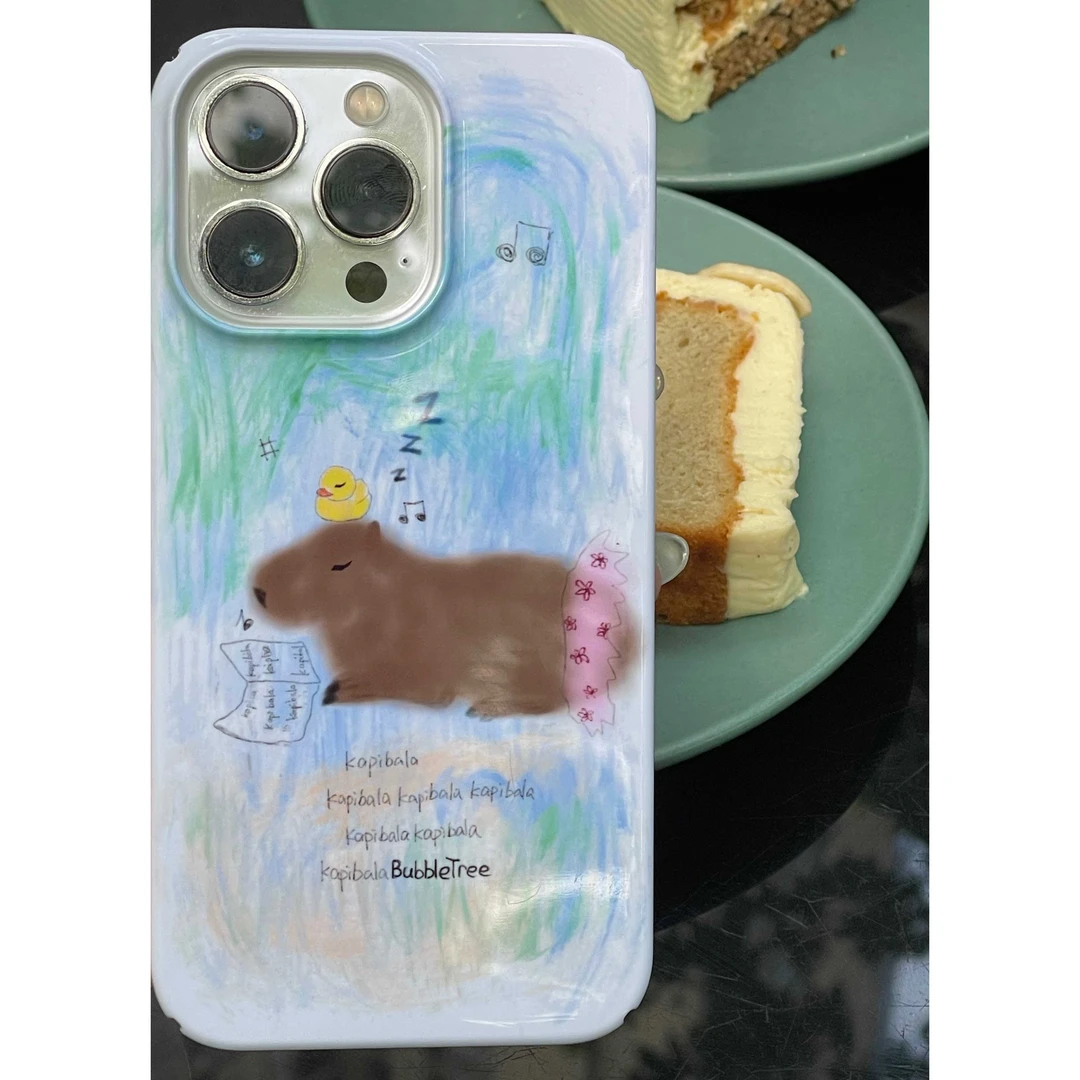 瞌睡水豚适用于苹果15PROMAX手机壳ins新款iPhone14菲林13PRO可爱