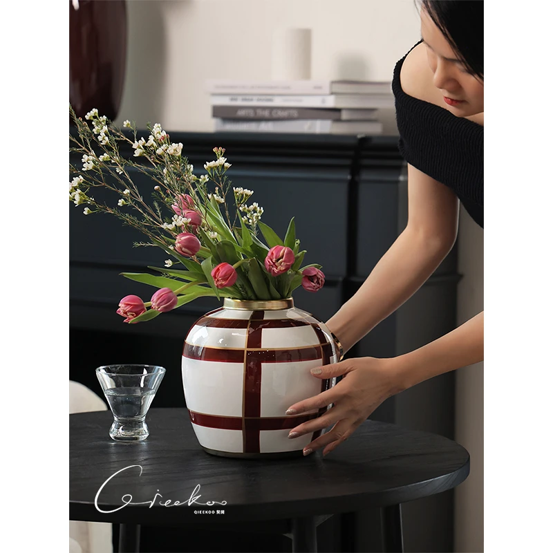 契阔家居意式轻奢陶瓷插花花瓶客厅桌面花器高级感创意装饰摆件