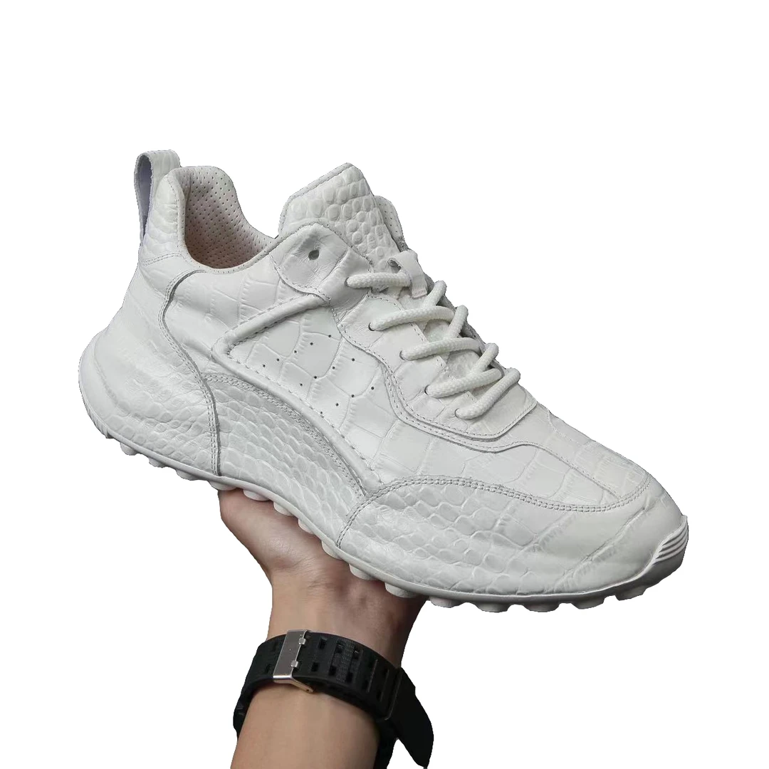 高尚男鞋严选舒适牛皮白色中帮男士时尚百搭休闲透气皮休闲男皮鞋