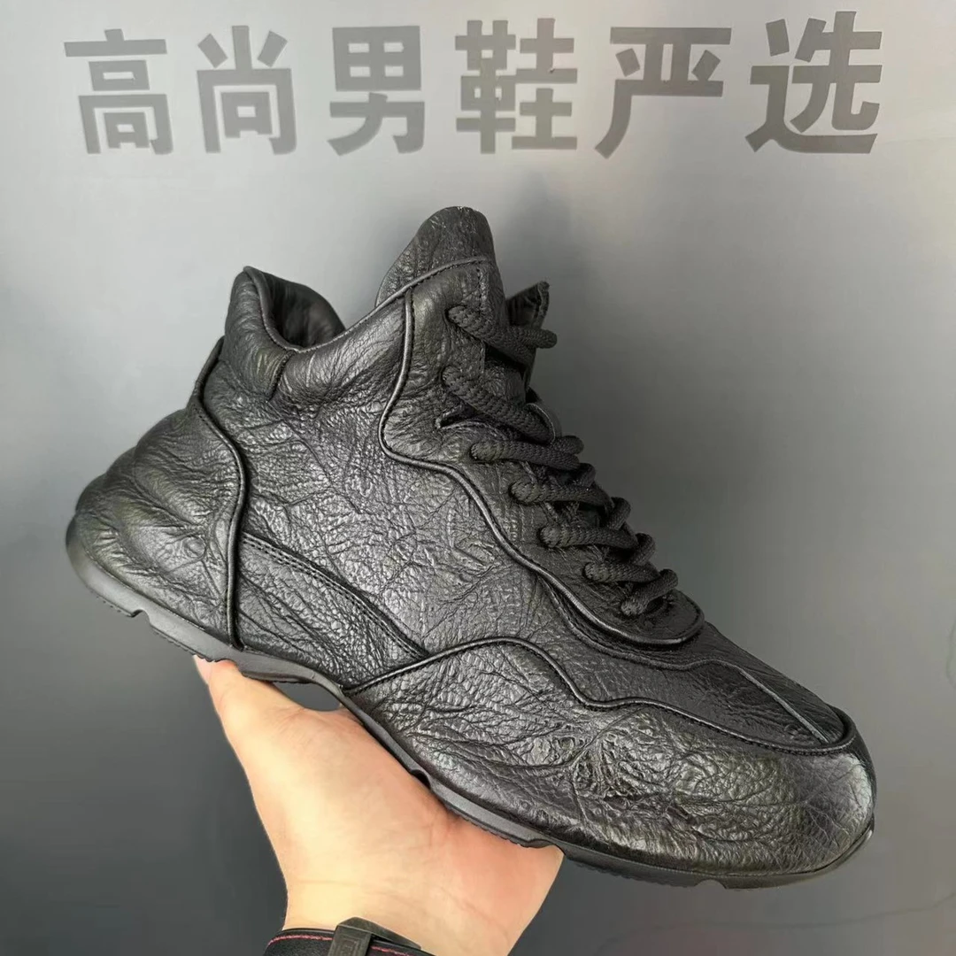 休闲男皮鞋男士秋冬鞋中高帮秋冬款时尚百搭加绒保暖男式潮鞋