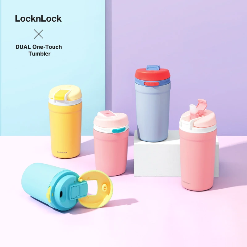 乐扣乐扣小咖保温杯女高颜值316不锈钢咖啡杯带盖创意保温杯吸管