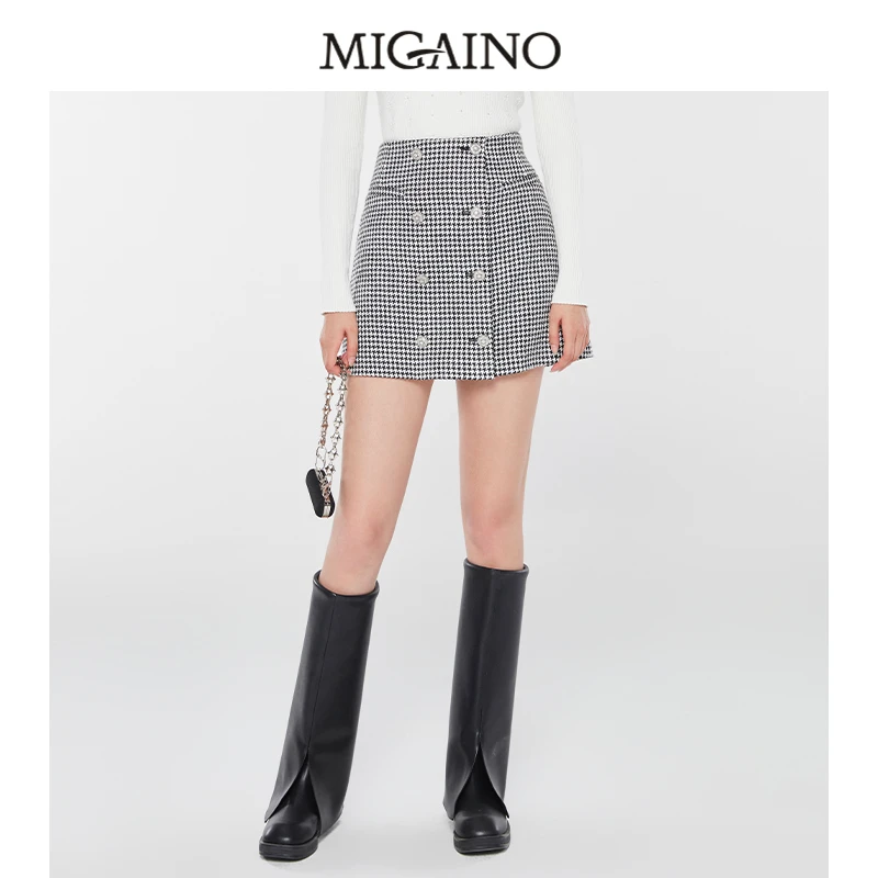 女秋冬款复古高腰显瘦A字裙女ML44EA623