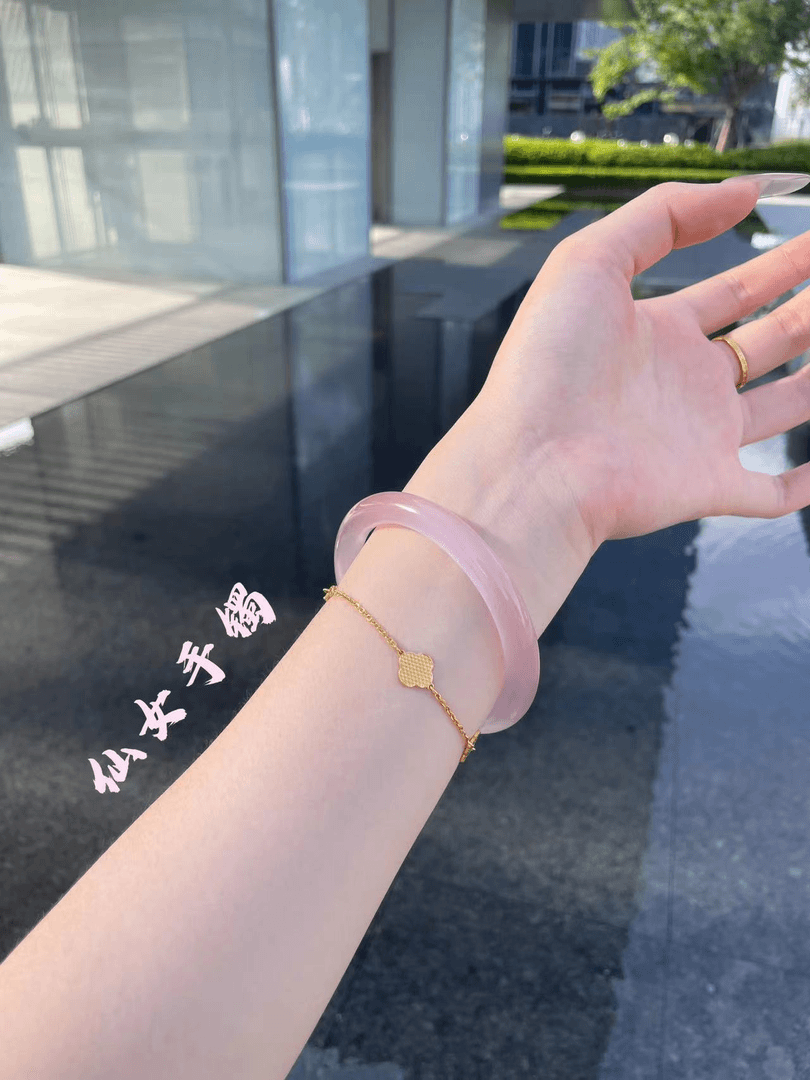 香槟粉正圈和圆条手镯‖少女系高品质