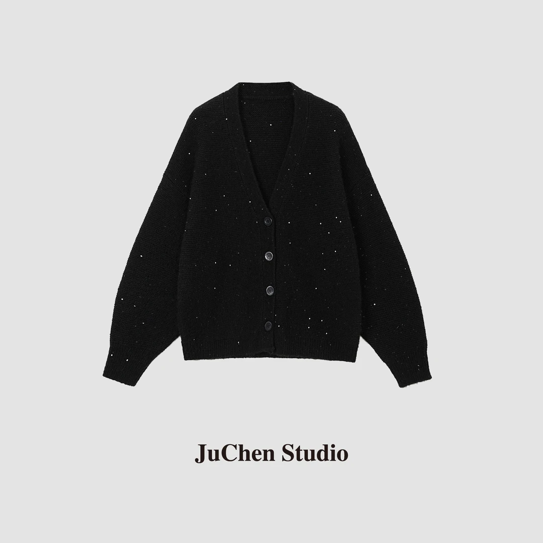 “银河系”静奢质感软调氛围感珠片细闪加厚显瘦开衫DW2406226-995