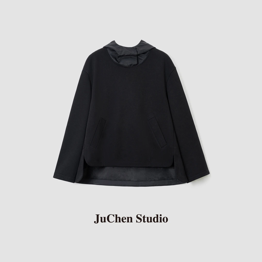 “魔术贴忍者领形” 加厚超酷小众设计宽松连帽卫衣 FW081474